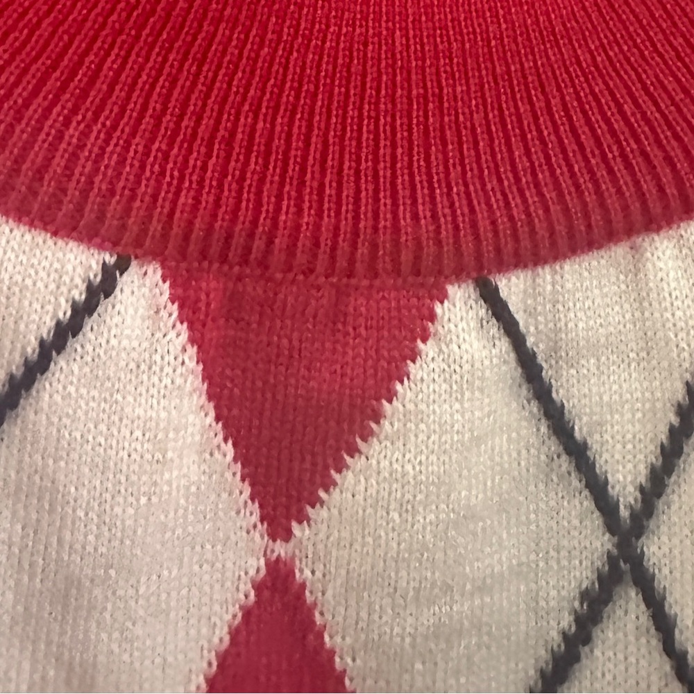MSGM Red and Cream Argyle Halter Knit Tank - Picture 8 of 12